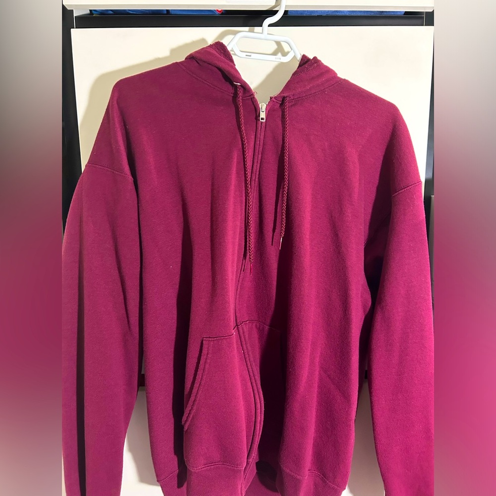 Red Hanes zip up hoodie
